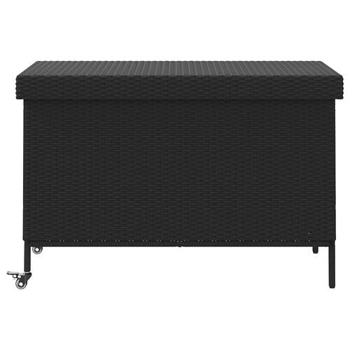 Opbevaringsboks med hjul 110x55x73 cm polyrattan sort