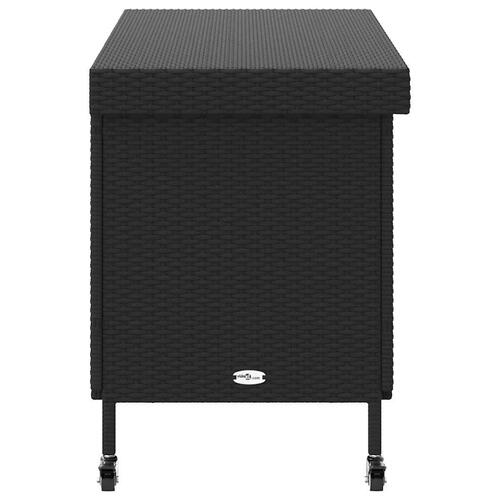 Opbevaringsboks med hjul 110x55x73 cm polyrattan sort