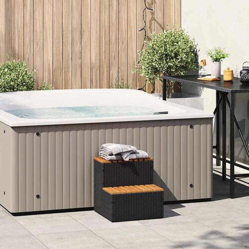 Spakant 50x50x50,5 cm polyrattan og massivt akacietræ sort