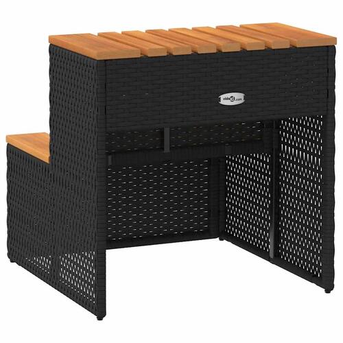 Spakant 50x50x50,5 cm polyrattan og massivt akacietræ sort