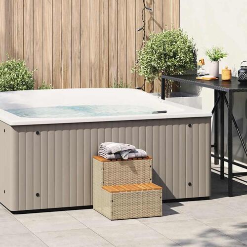 Spakant 50x50x50,5 cm polyrattan og massivt akacietræ beige