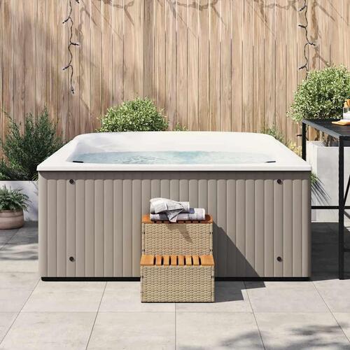 Spakant 50x50x50,5 cm polyrattan og massivt akacietræ beige