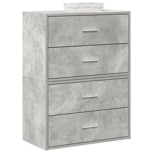 Skabe med 2 skuffer 2 stk. 60x31x40 cm konstrueret træ betongrå