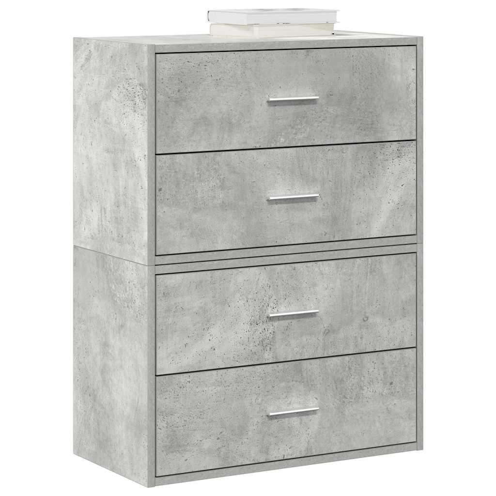 Skabe med 2 skuffer 2 stk. 60x31x40 cm konstrueret træ betongrå