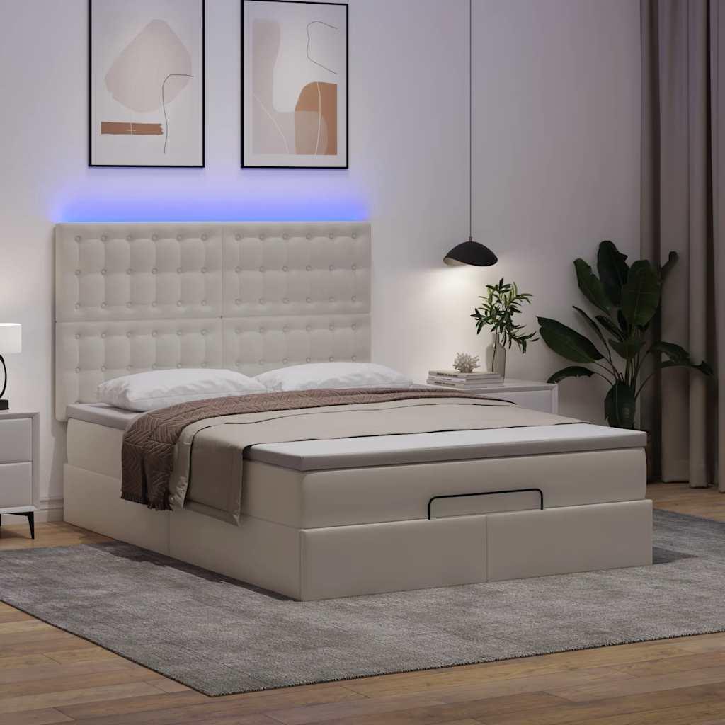 Osmannisk sengeramme med madras 140x200 cm kunstlæder hvid billede