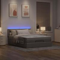 Ottoman seng med madras & LEDs Taupe 140x200 cm Stof