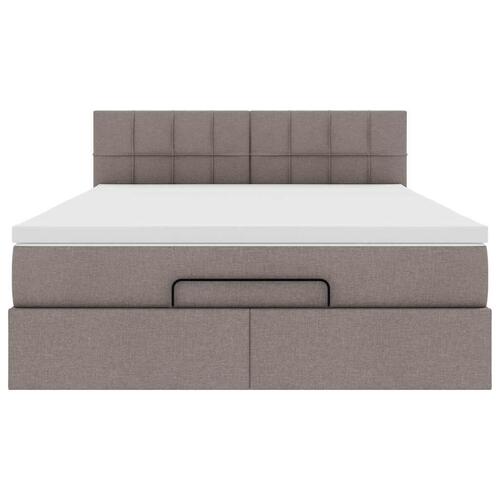 Ottoman seng med madras & LEDs Taupe 140x200 cm Stof