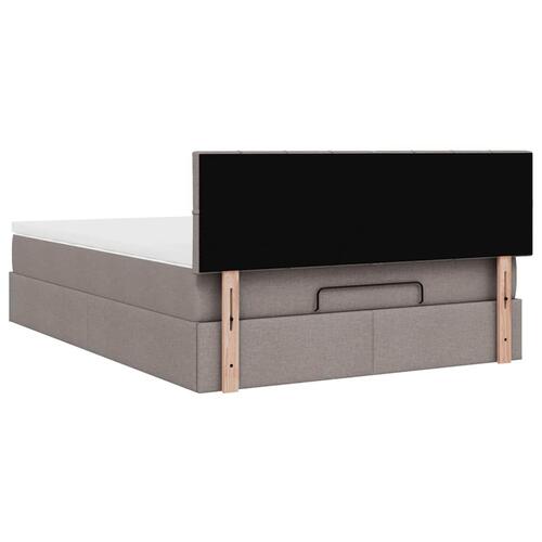 Ottoman seng med madras & LEDs Taupe 140x200 cm Stof