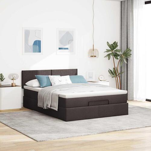 Osmannisk sengeramme med madras 140x200 cm stof mørkebrun