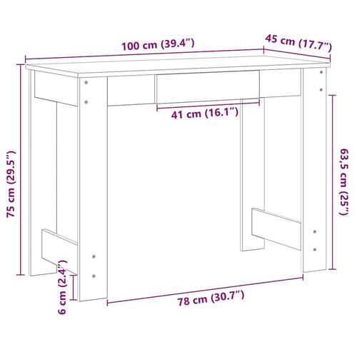Skrivebord 100x45x75 cm konstrueret træ betongrå