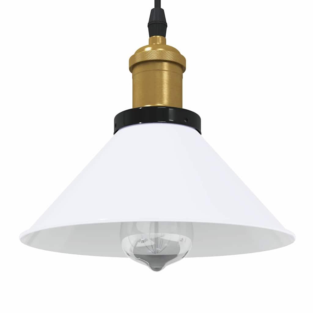 Pendellampe højdejusterbar E27 Ø 22 cm metal glans hvid