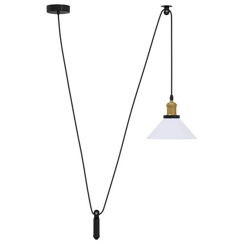 Pendellampe højdejusterbar E27 Ø 22 cm metal glans hvid