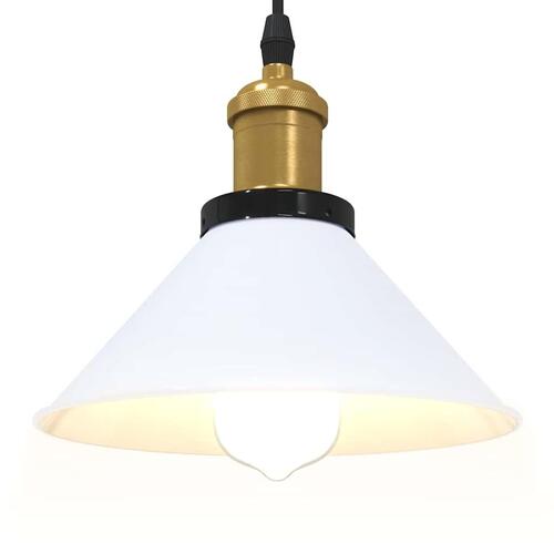 Pendellampe højdejusterbar E27 Ø 22 cm metal glans hvid