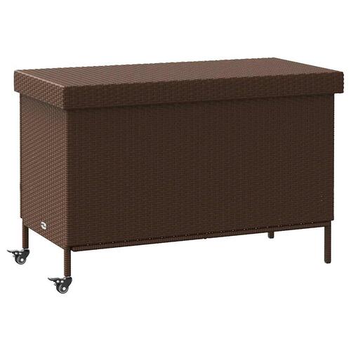 Opbevaringsboks med hjul 110x55x73 cm polyrattan brun