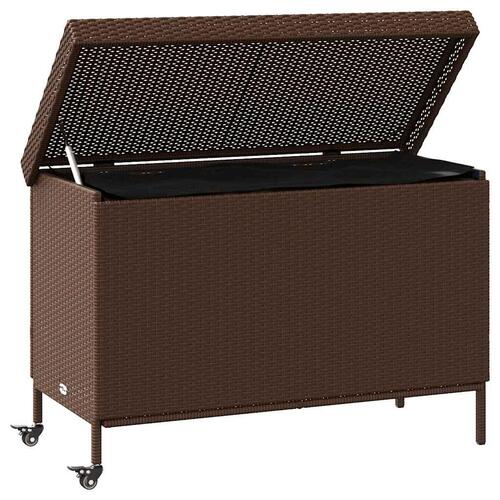 Opbevaringsboks med hjul 110x55x73 cm polyrattan brun