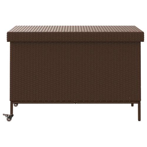 Opbevaringsboks med hjul 110x55x73 cm polyrattan brun