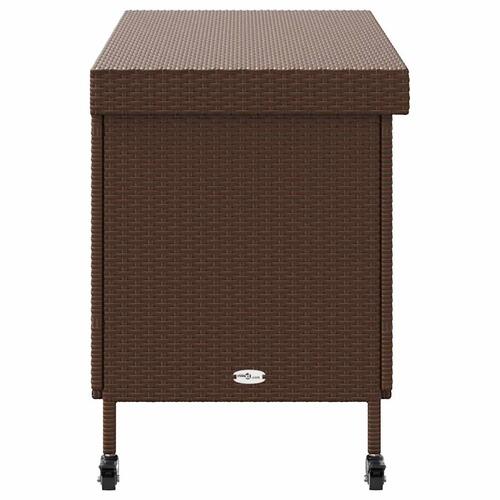 Opbevaringsboks med hjul 110x55x73 cm polyrattan brun