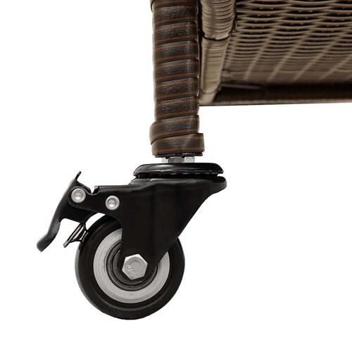 Opbevaringsboks med hjul 110x55x73 cm polyrattan brun
