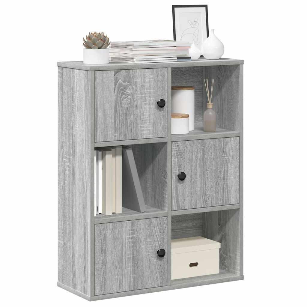 Bogreol 60x24x76,5 cm konstrueret træ grå sonoma-eg