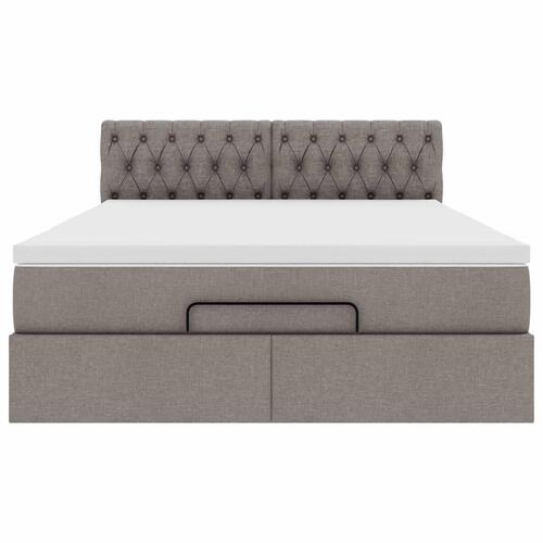 Ottoman seng med madras 140x200 cm stof gråbrun