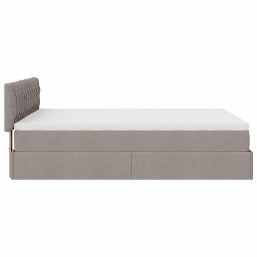 Ottoman seng med madras 140x200 cm stof gråbrun