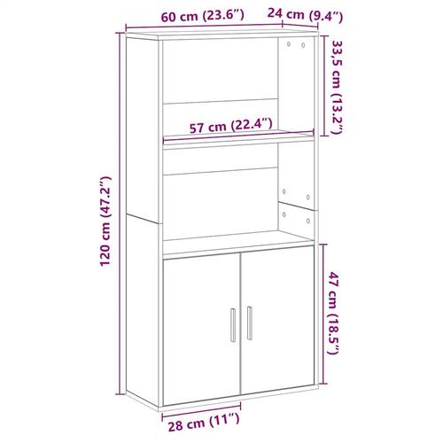 Bogreol 60x24x120 cm konstrueret træ sonoma-eg
