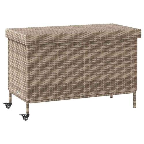 Opbevaringsboks med hjul 110x55x73 cm polyrattan grå