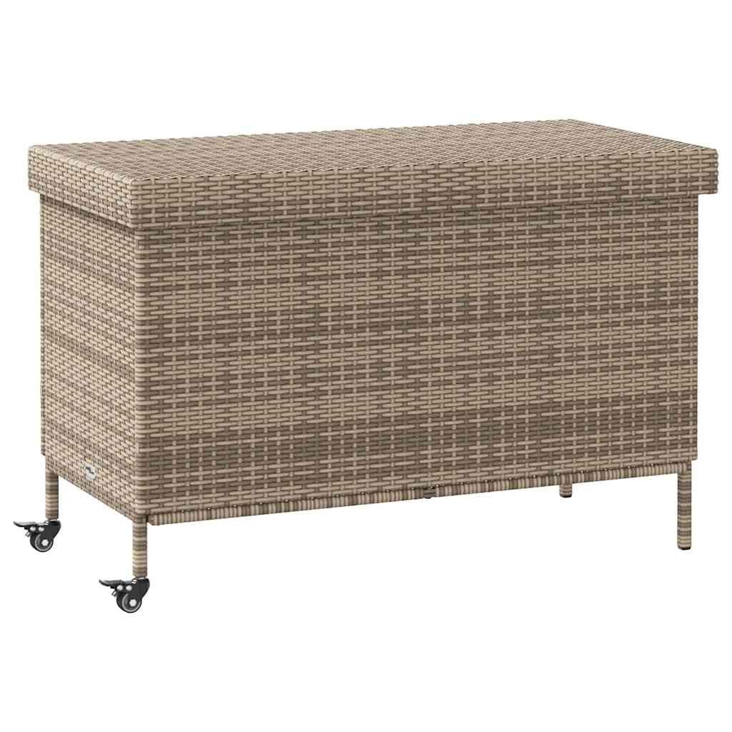 Opbevaringsboks med hjul 110x55x73 cm polyrattan grå