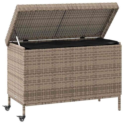 Opbevaringsboks med hjul 110x55x73 cm polyrattan grå