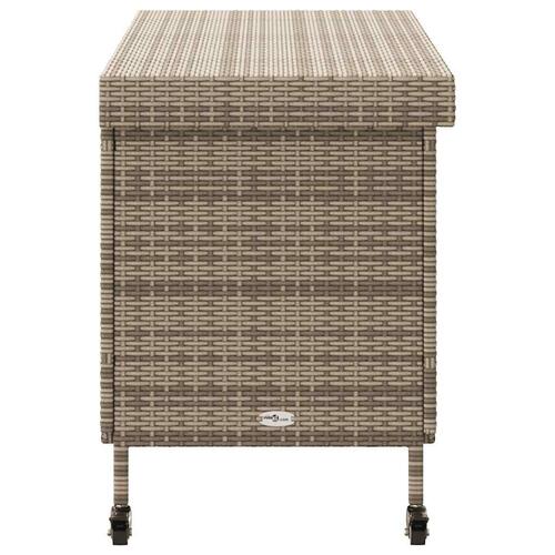 Opbevaringsboks med hjul 110x55x73 cm polyrattan grå