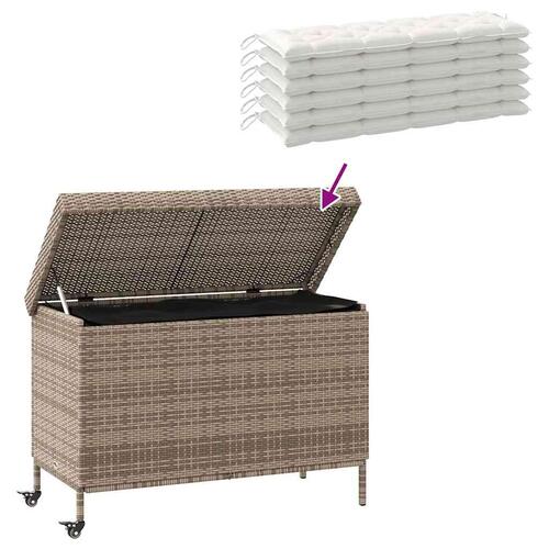 Opbevaringsboks med hjul 110x55x73 cm polyrattan grå