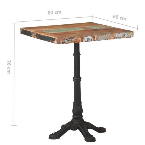 Bistrobord 60x60x76 cm massivt genbrugstræ