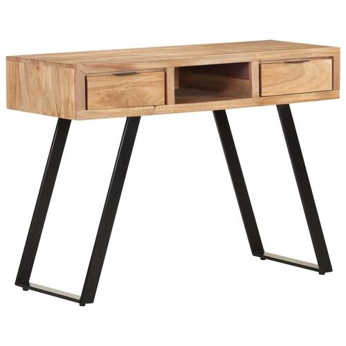 Skrivebord 107x45x79 cm massivt akacietræ med naturlige kanter