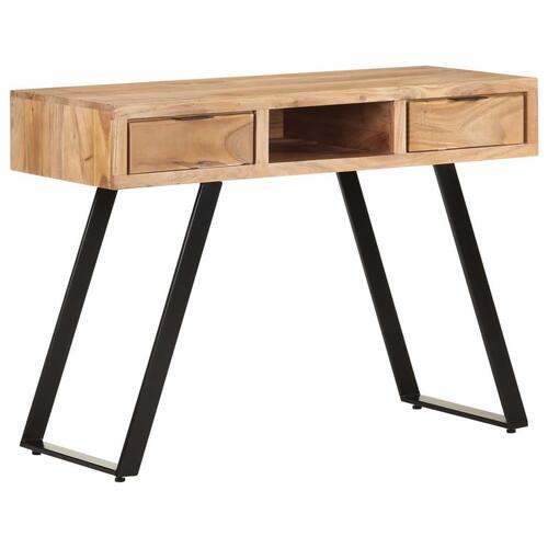 Skrivebord 107x45x79 cm massivt akacietræ med naturlige kanter