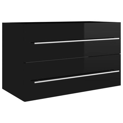 Vaskeskab 80x38,5x48 cm spånplade sort højglans