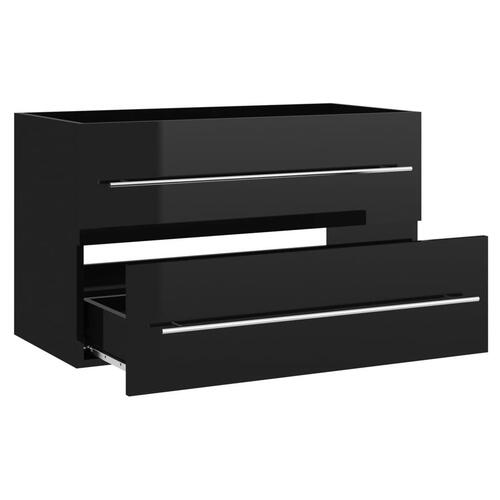 Vaskeskab 80x38,5x48 cm spånplade sort højglans