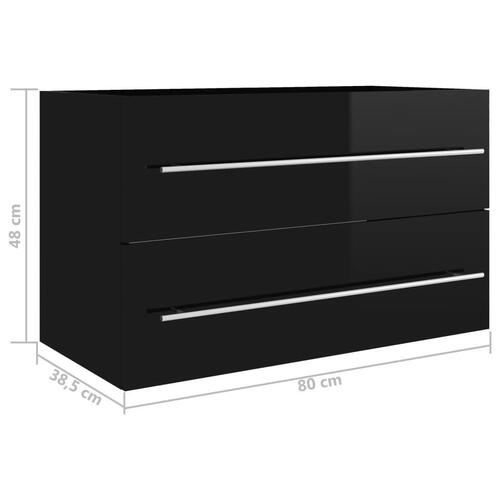 Vaskeskab 80x38,5x48 cm spånplade sort højglans