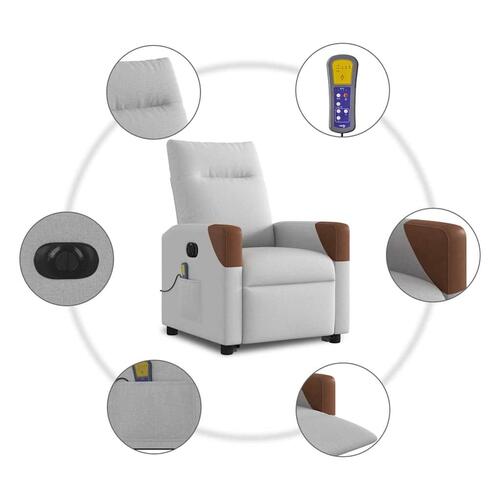 Elektrisk massagestol med løftefunktion stof skygrå