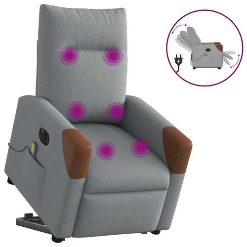 Elektrisk massagestol med løftefunktion stof lysegrå