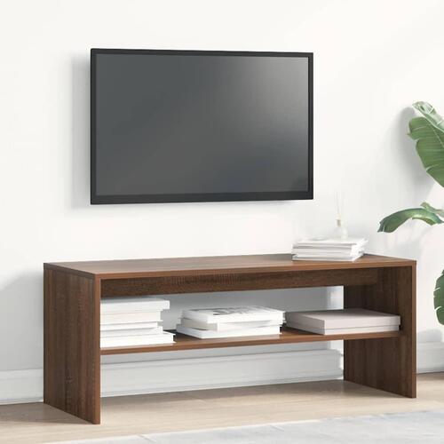 Tv-bord 100x40x40 cm konstrueret træ brun egetræsfarve