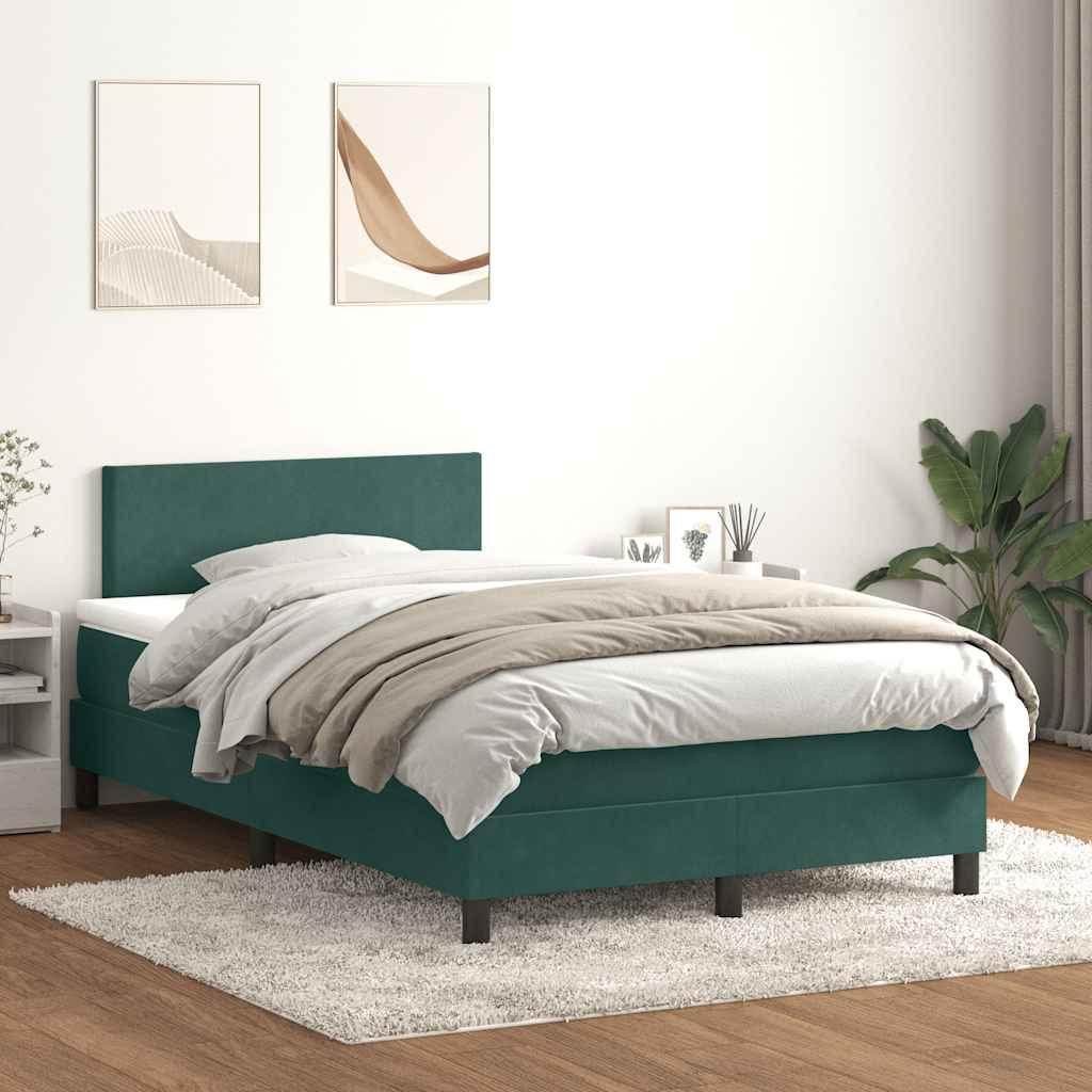 Kontinentalseng med madras 120x210 cm fløjl mørkegrøn