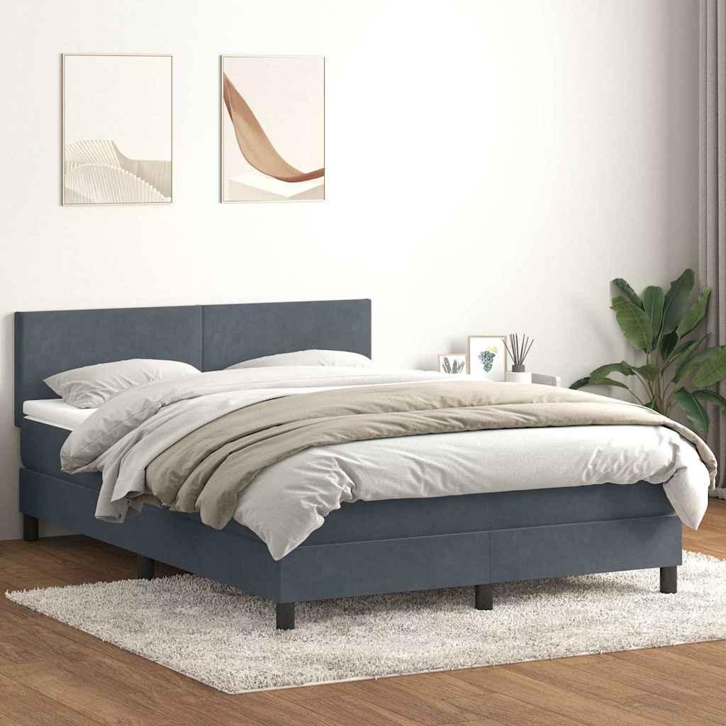 Kontinentalseng med madras 140x210 cm fløjl mørkegrå