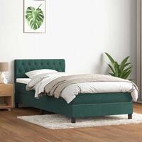 Kontinentalseng med madras 90x220 cm fløjl mørkegrøn