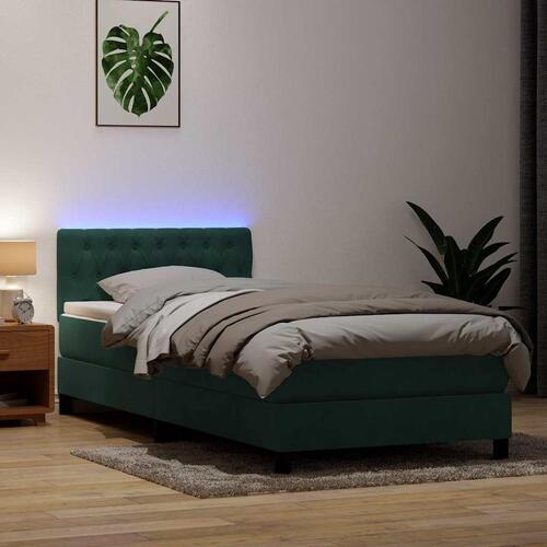 Kontinentalseng med madras 90x220 cm fløjl mørkegrøn