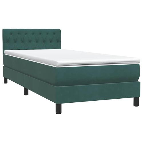 Kontinentalseng med madras 90x220 cm fløjl mørkegrøn