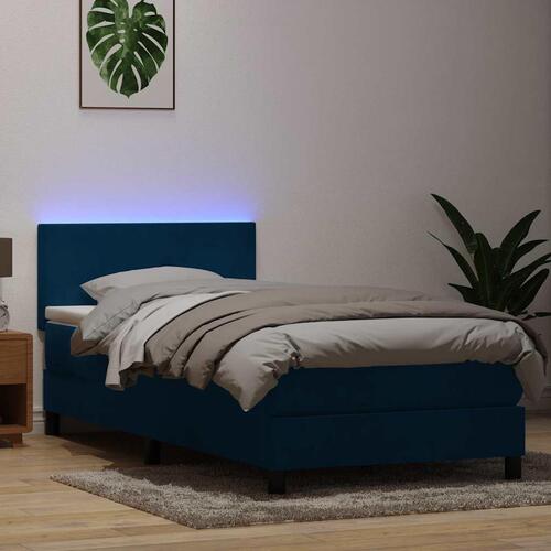 Kontinentalseng med madras mørkeblå 80x220 cm fløjl