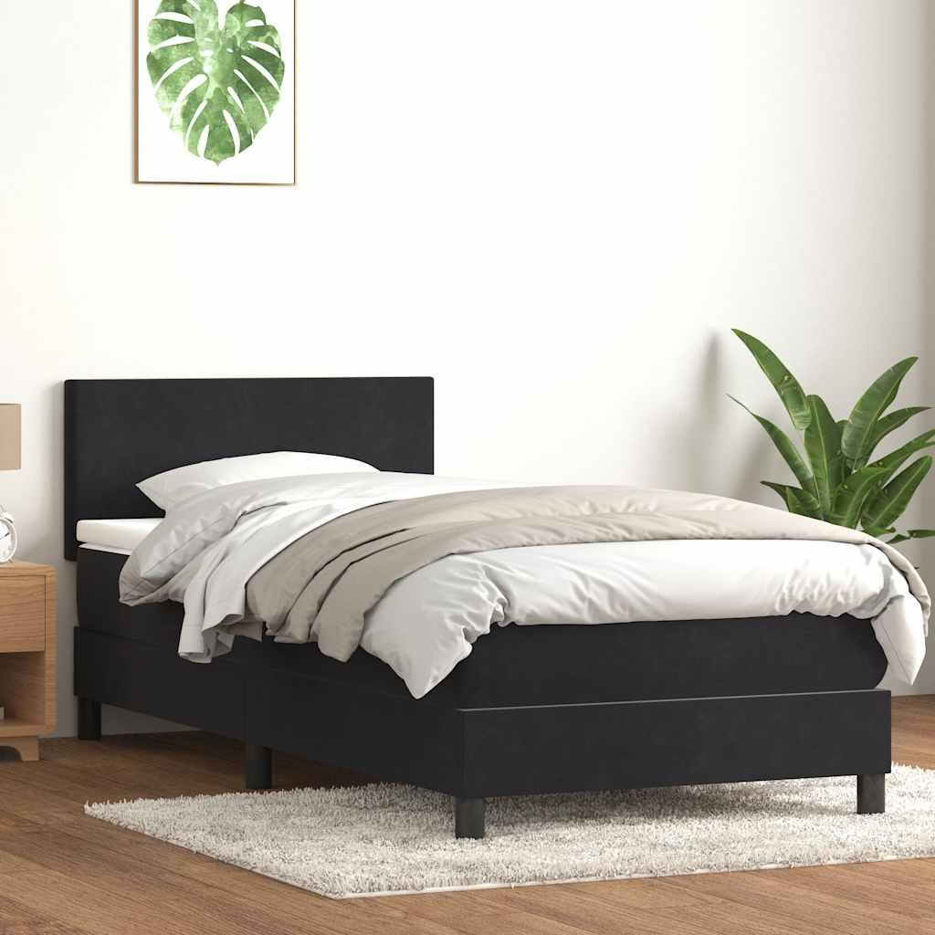 Kontinentalseng med madras sort 80x220 cm fløjl