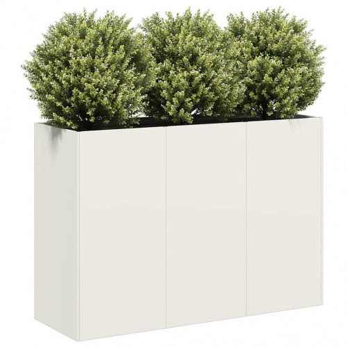 Plantekasse i hvid koldvalset stål - 120 × 40 × 80 cm, åben bund