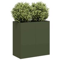 Plantekasse olivengrøn 80x40x80 cm koldvalset stål