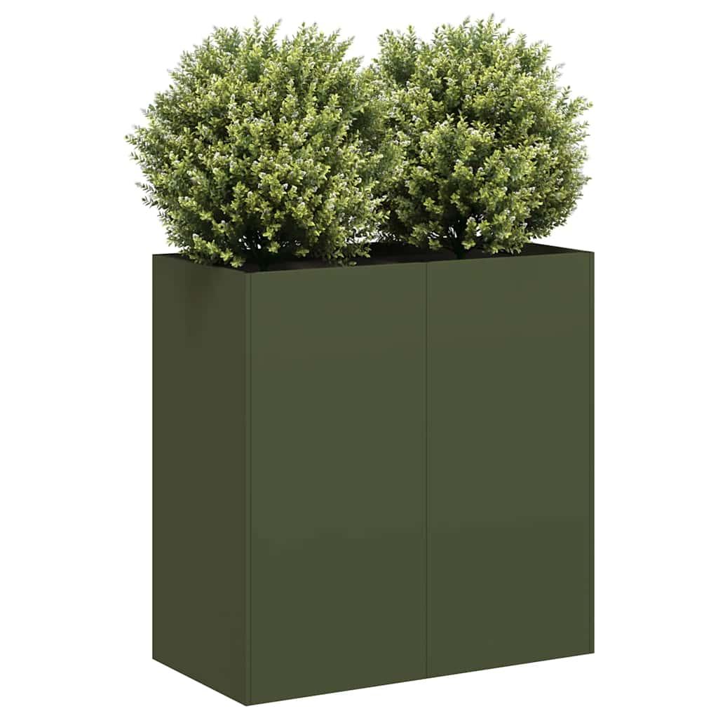 Plantekasse olivengrøn 80x40x80 cm koldvalset stål